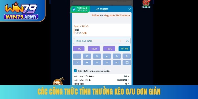 Các công thức tính thưởng kèo O/U đơn giản