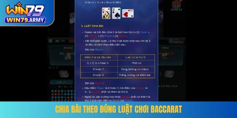 Chia bài theo đúng luật chơi baccarat