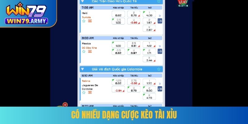 Có nhiều dạng cược kèo tài xỉu