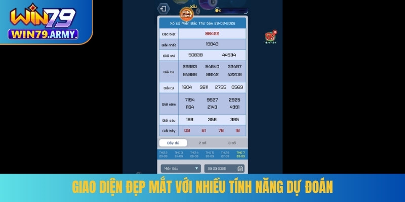 Giao diện đẹp mắt với nhiều tính năng dự đoán
