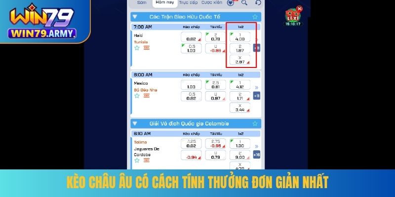 Kèo châu Âu có cách tính thưởng đơn giản nhất