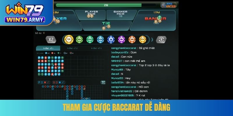 Tham gia cược baccarat dễ dàng